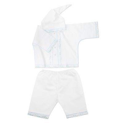 christening pants and shirts with bonnet and lace