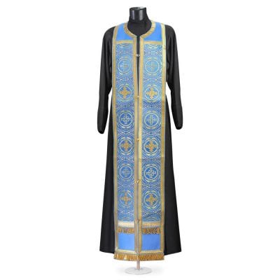 Blue Greek-style priest epitrachelion
