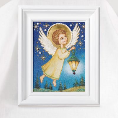 angel over the city with pearls and stones handmade