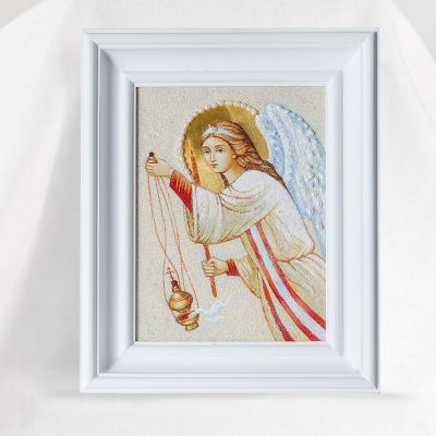 gemstones handmade icon with pearls