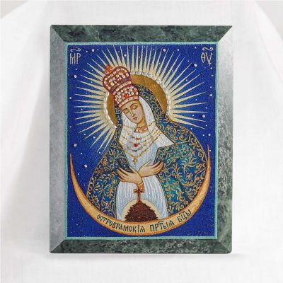 marble handmade icon of OUR LADY OF THE GATE OF DAWN