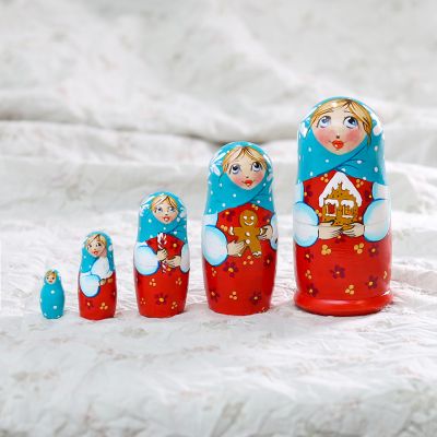Hand-Painted Christmas Nesting Dolls