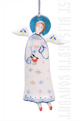 fused glass angel pendant