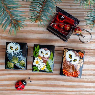 Miniature Lacquered Box with an Owl