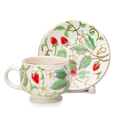 coffee cup with strawberry decor