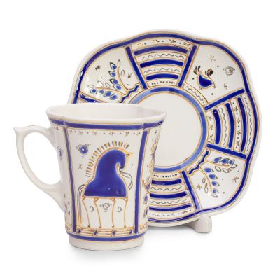 pattern blue horse in ceramics