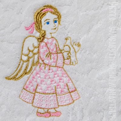 Cotton Terry Towel with Embroidered Angel and Dove (50x90 cm)