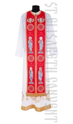 Red epitrachelion with Apostles and Archangels embroidery