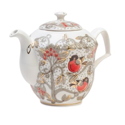 ceramic teapot with bullfinches