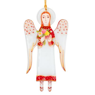 fused glass angel pendant