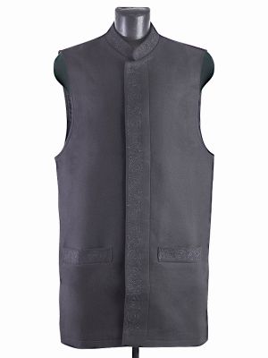 male vest with blue embroidery on the sides