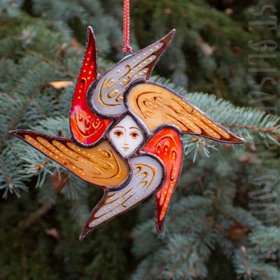 handmade glass angel seraphim pendant