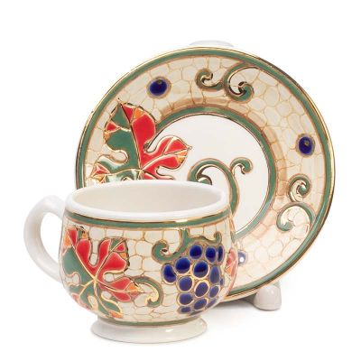 handmade grapes coffee cup and a sauces set 