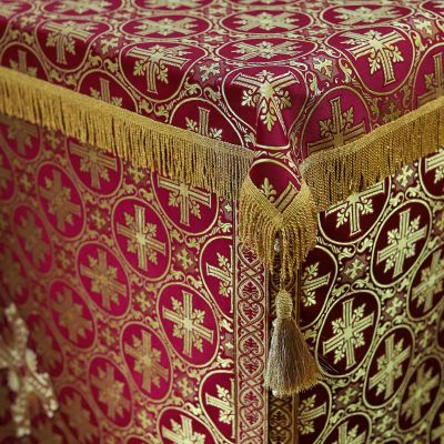 Red/gold Whole Holy Table vestment with tassels