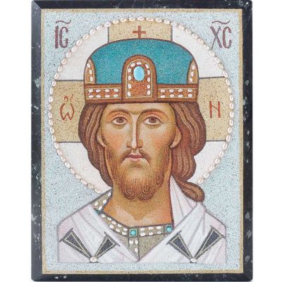 Icon of the Holy Savior with crown on a marble base
