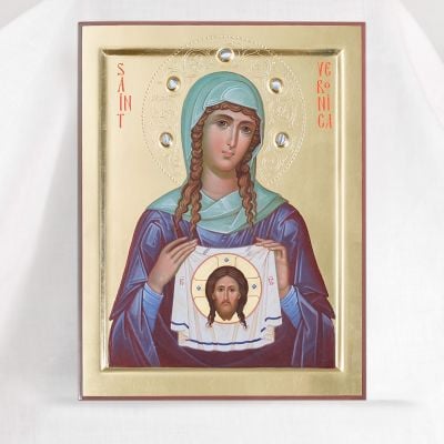 hand-painted icon of st Veronika with the veil of Christ not made by hands