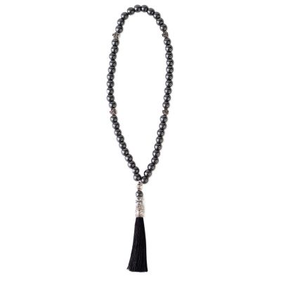 handmade hematite prayer rope with crosses