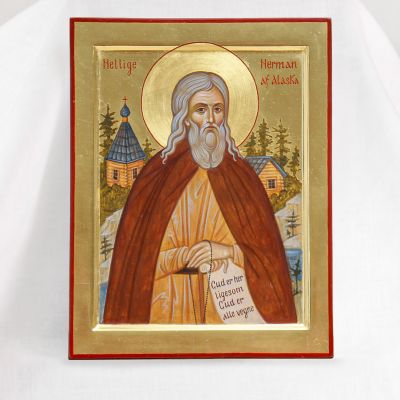 hand-painted icon of Herman of Alaska small Americanr