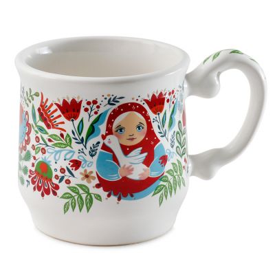 handmade ceramic mug with easter decal