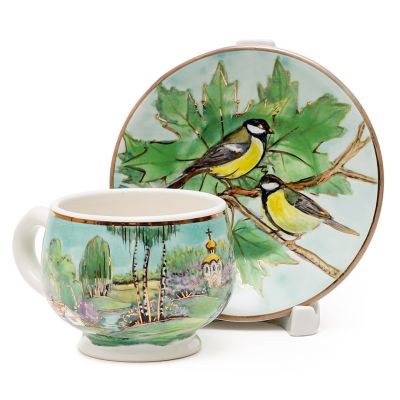 handmade ceramic with painted birds