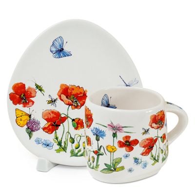 handmade ceramic coffee cup and saucer set