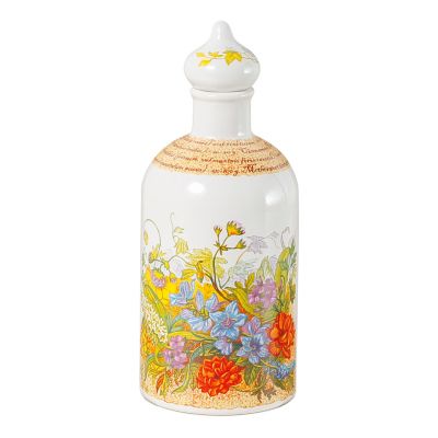 ceramic bottle with flowers with a top