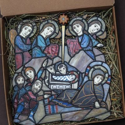 Glass Panel Nativity scene