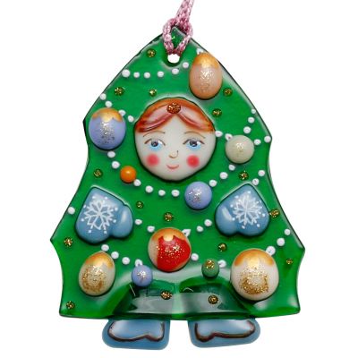 Christmas tree pendant glass with baubles