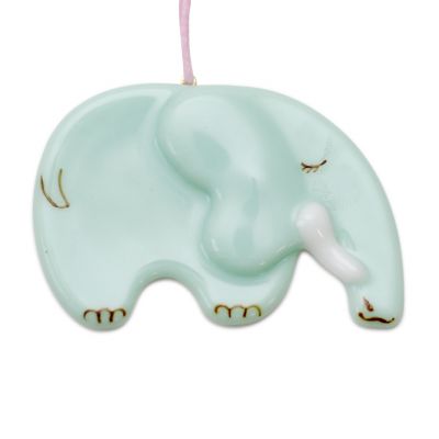 mint elephant glass pendant