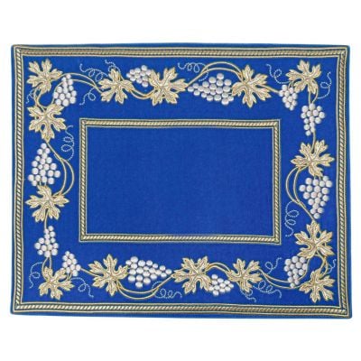 Blue Napkin for Holy Table Cross with grapes Embroidery 