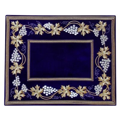 Blue Napkin for Holy Table Cross with grapes Embroidery 