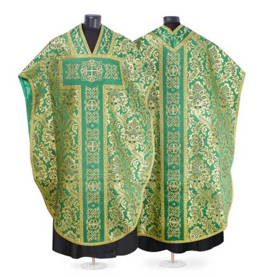 green silk chasuble with embroidery 