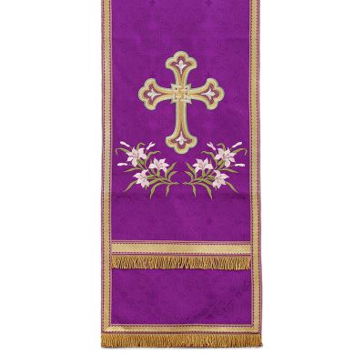 purple analogion cover embroidred with lilies and cross