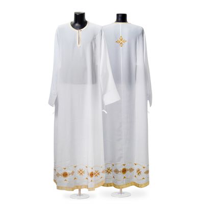 silk priest sticharion with embroidered cross and pattern