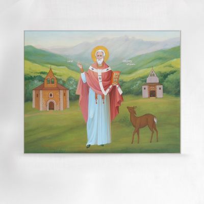 hand-painted icon of St Gregory of Tours