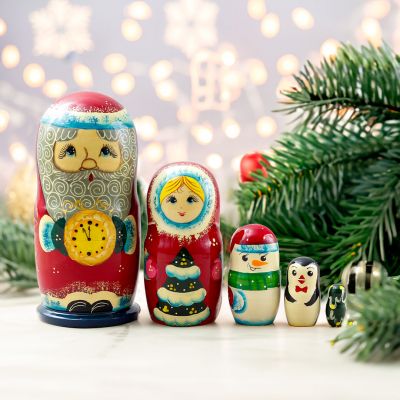 Russian Santa with a Snowmaiden souvenir wooden