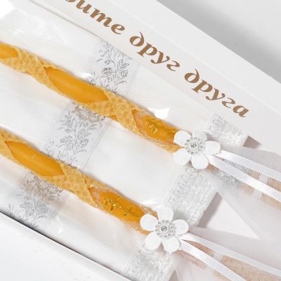 set of candles with kerchiefs for wedding