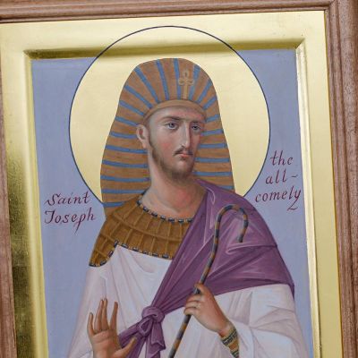 Hand-painted icon of st Joseph all comely
