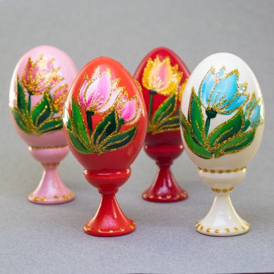 wooden hand-painted with spring tulips