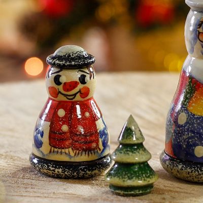 Wood-burned ,folk doll, Santa with a Christmas Tree 