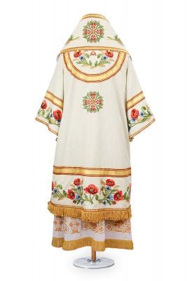 White Bishop Vestment with Flower Embroidery