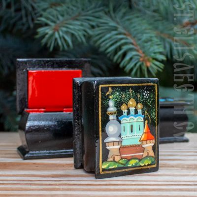 Wooden Lacquered box with church