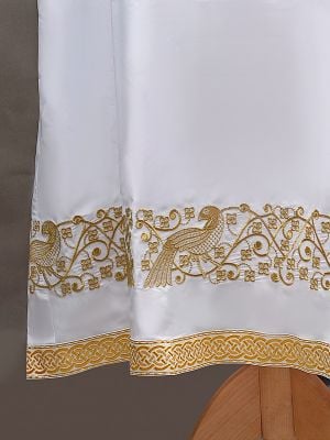 white priest sticharion (podriznik) with golden embroidery 