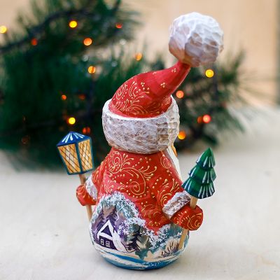 carved Santa with lantern