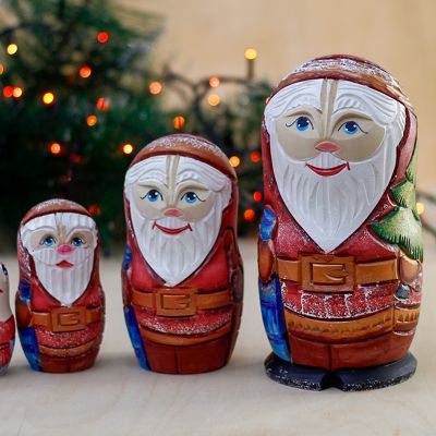 Carved Nesting Doll Santa