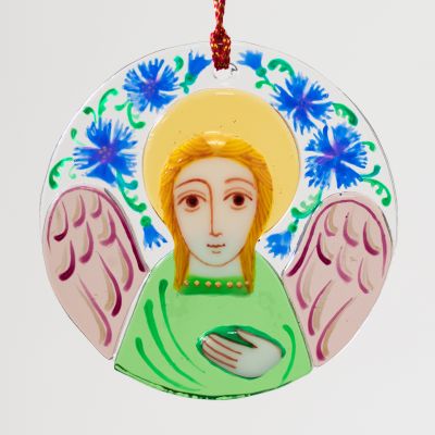 angel round with a snowflake