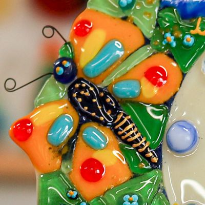 summer glass wall clock
