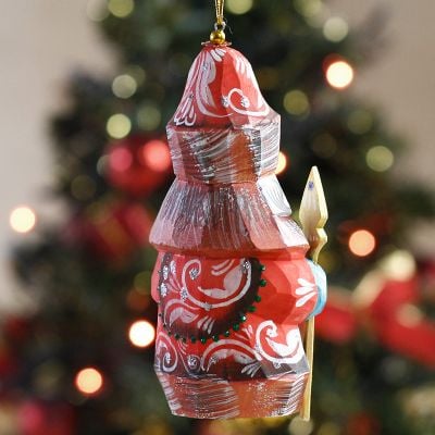Carved Santa Ornament