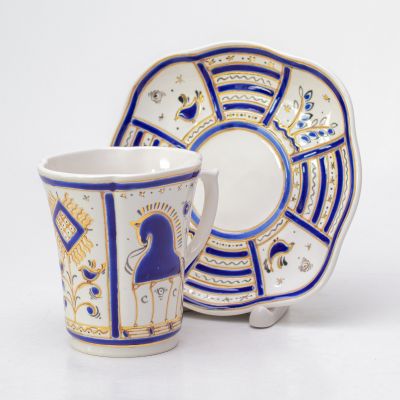 pattern blue horse in ceramics