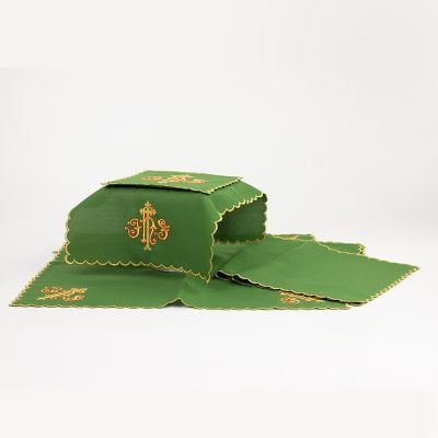 Green veil & burse set with embroidery